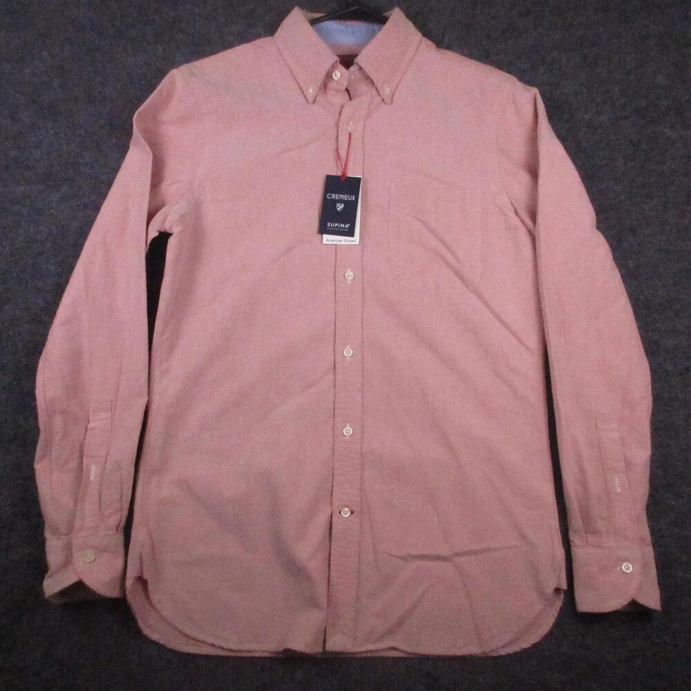Cremieux Shirt Mens Small Pink Long Sleeve Button Front Supima Cotton Slim Fit